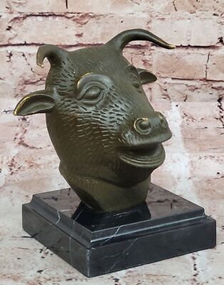 Feng Shui Ox Head Sculpture Bronze Zodiac Symbol of Strength & Trust Decorative