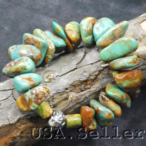 Green Turquoise Bracelet Nugget Beads Elisa Stretch Healing Women Gemstone - Picture 3 of 5