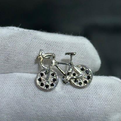 .925 Sterling Silver 10 Speed Bike 3D Design Men's Tie Suit Pin Wedding Gift - Picture 8 of 12