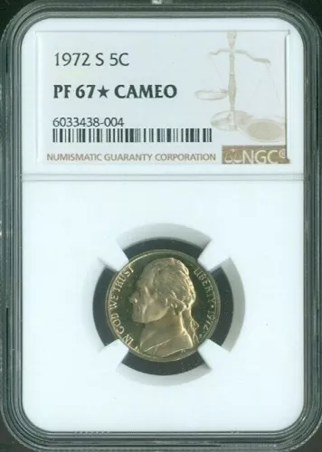 1972 S Jefferson Nickel NGC PF67 STAR CAMEO Quality