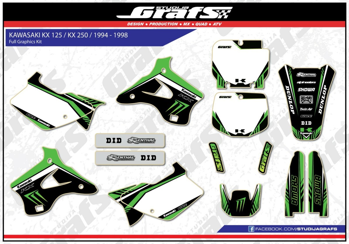 1994 1995 1996 1997 1998 KX 125 250 Graphics Kit For KAWASAKi
