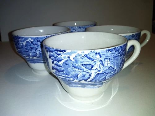 Vintage Liberty Blue Paul Revere Tea Cups England Set Of 4