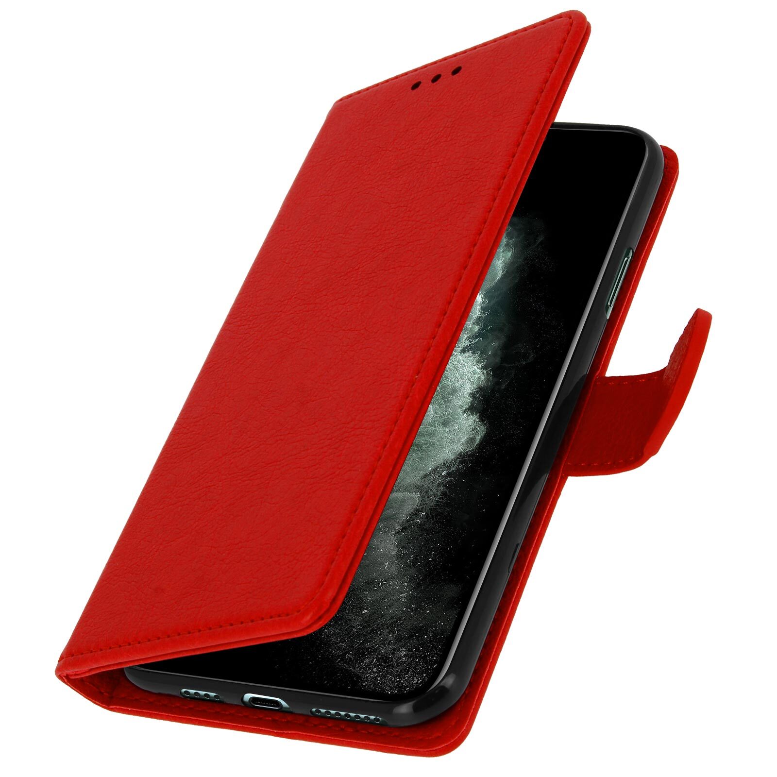 Flip wallet case, magnetic cover with stand for iPhone 11 Pro Max – Red