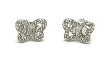 Sterling Silver 925 Pave CZ Flying Butterfly Wing Petite Post Stud Earrings