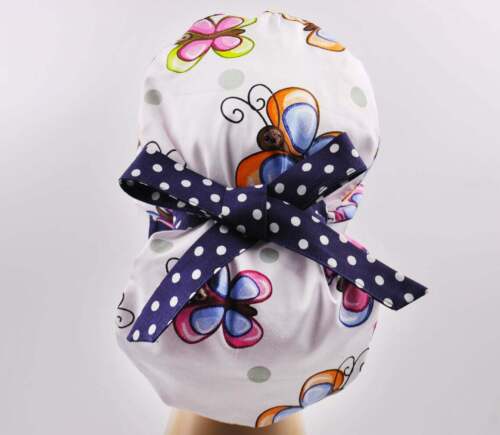 Sombreros exfoliantes, gorra de enfermera, sombrero quirúrgico para mujer, gorra de exfoliante cola de caballo mariposa - Imagen 2 de 3