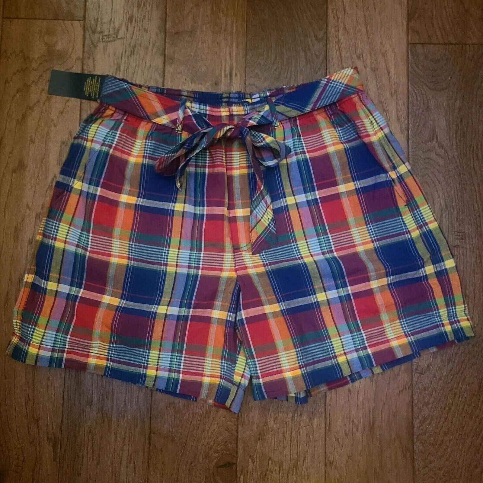 Polo Ralph Lauren Women’s Plaid Waist Elastic Multicolor Shorts summer