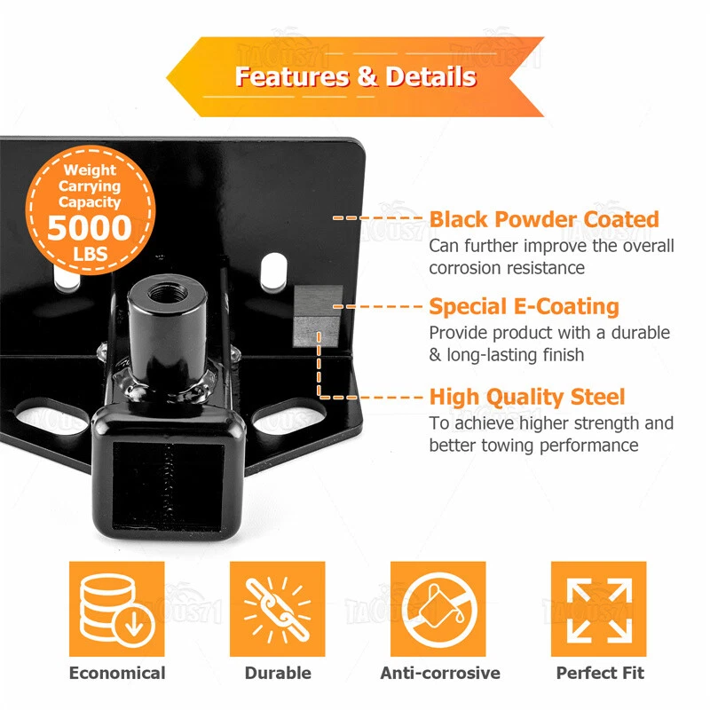 Receptor de enganche de remolque de 2"" con extensor de enganche doble para Dodge Dakota 2005-2010 Foto 4 de 4