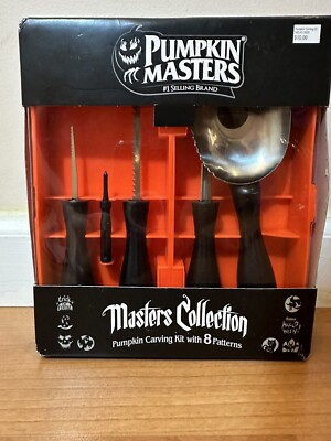 NEW IN BOX Halloween Pumpkin Masters Collection Carving Tool Kit W/ 8 Patterns