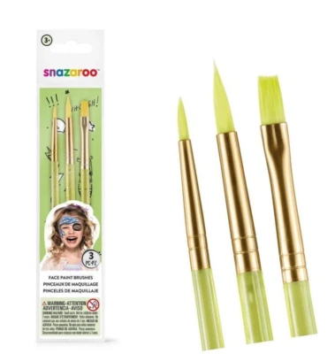 Genuine Professional Snazaroo Pack of Three Face Body Painting Brushes Paint FX