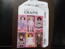 McCalls 18" Doll Clothes Sew Pattern 6005 Tutus Pajamas Dress Hat Pinafore Coat