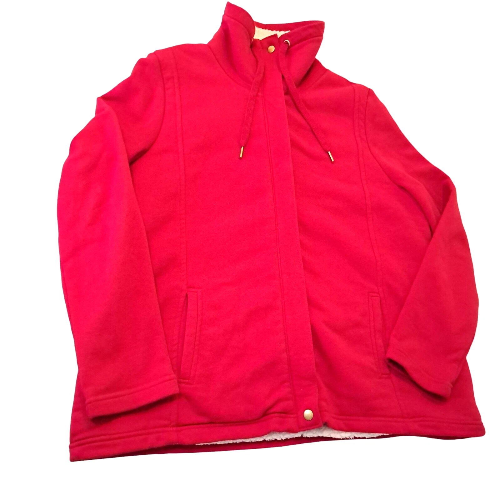 Giacca foderata pelliccia sintetica felpa donna XXL rossa full zip tasche San Valentino