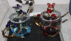 BREW TO A TEA fancy tea cups with glass lids & matching spoons NOS!! Gift set — photo 5