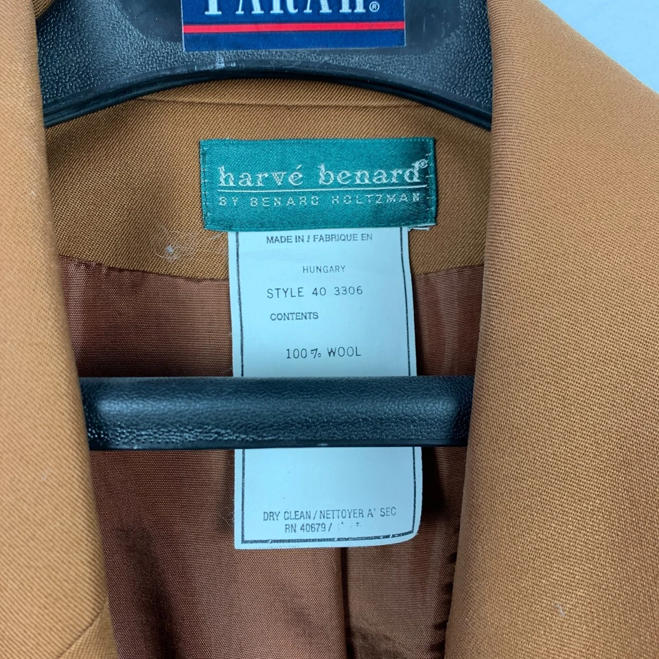 Terno saia lápis feminino vintage Harve Benard Holtzman bolota marrom lã blazer 6 - Imagem 4 de 4