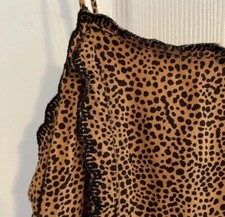 Urban Outfitter Hanna Rayon Tiered Scallop Babydoll Mini Dress Leopard Small