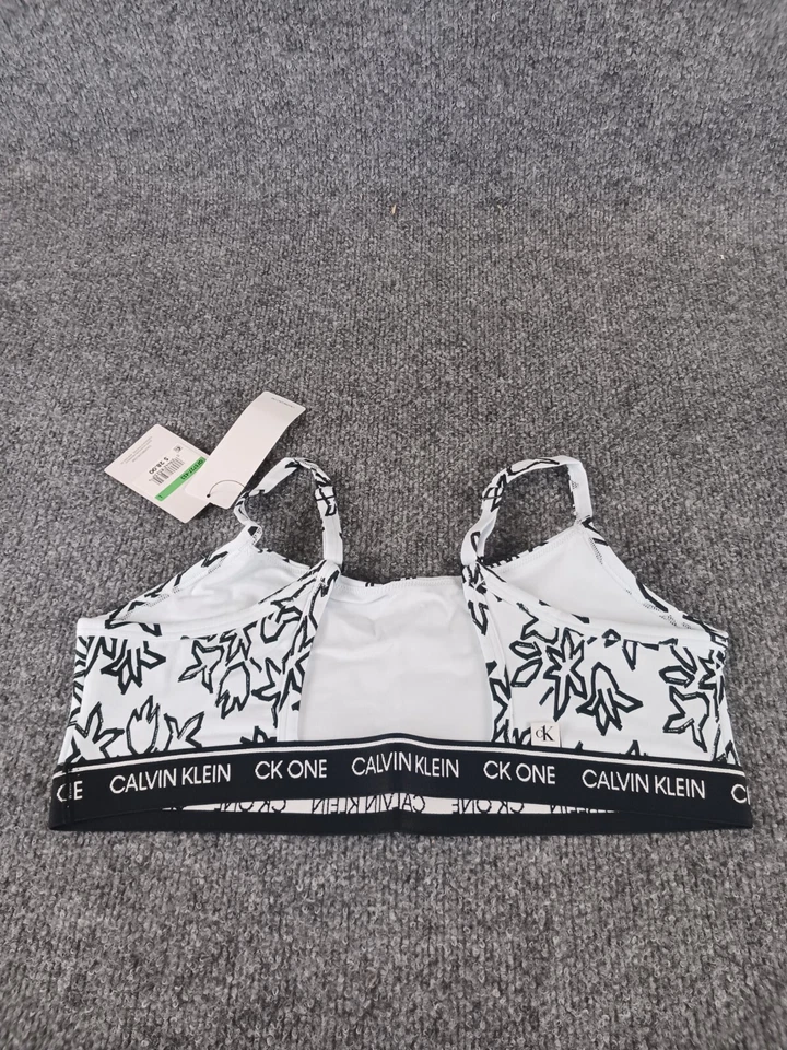 CALVIN KLEIN UNLINED BRALETTE BLACK AND WHITE FLOWER CK ONE LARGE - Image 3 of 4