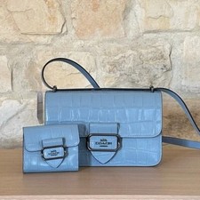 Bolso Bandolera/Cartera Pequeño COACH Morgan Cocodrilo Cuero Repujado Opción Azul