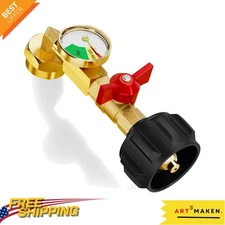 Compact Brass Propane Refill Adapter - Fill 1lb Bottles from 20lb Tanks Safely