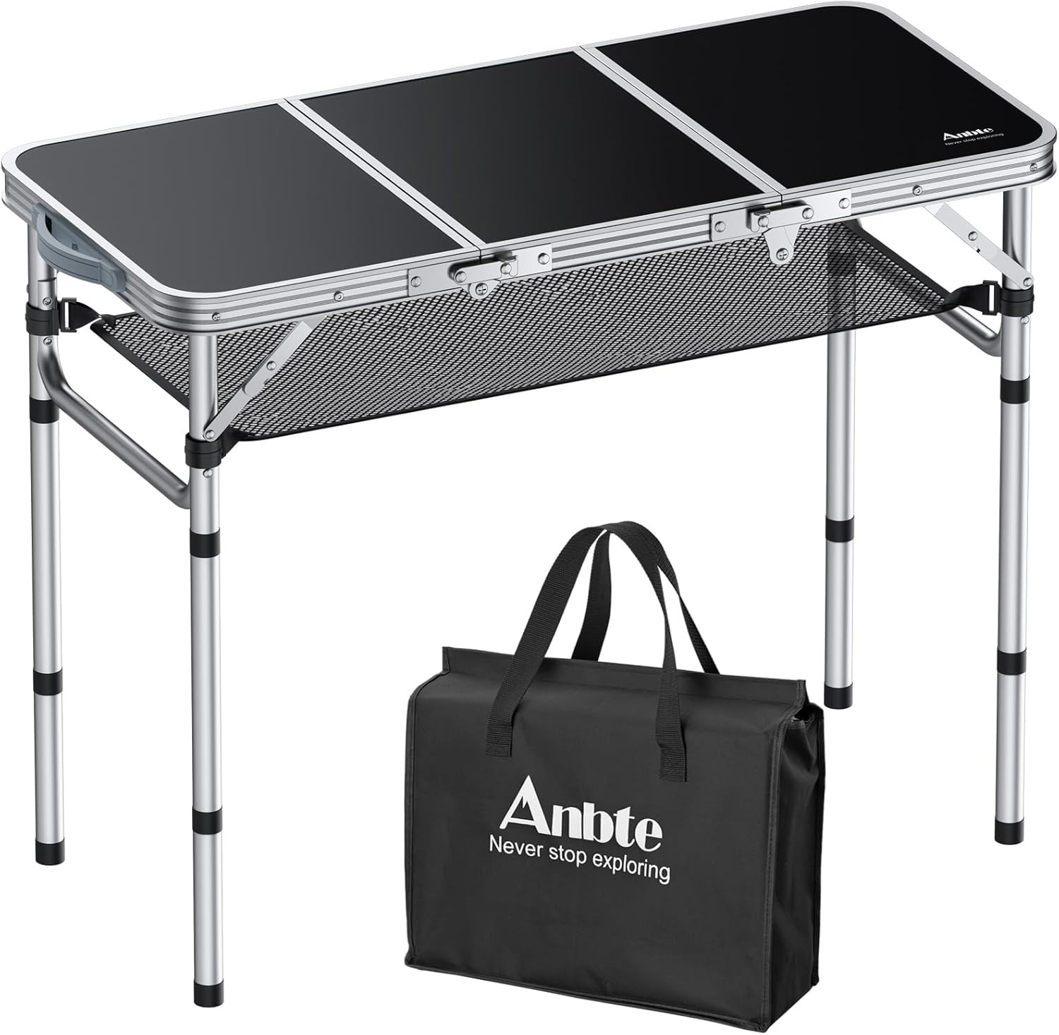 Tavolo Campeggio 88x40x69cm - Tavolino Portatile 3 Altezze Alluminio