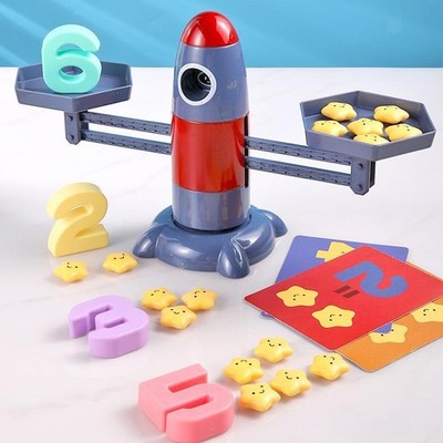 Rocket Balance Scale Zahlenzählen Spielzeug Spaß interaktives Brettspiel Montessori