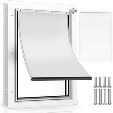 Large Dog Door for Door,Metal Dog Door with Locking Panel,Doggie Doors for Large