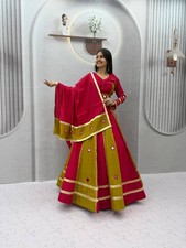 Women's Readymade Roman Silk Lehenga Choli Real Mirror Work Garba Navratri