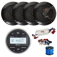 JBL Marine Gauge BT Stereo Receiver, BT Amp w/Kit, 4X 6.5" 150W Speakers,Wire