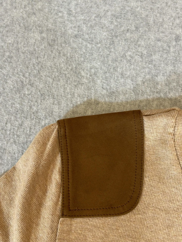 Camisa Polo Ralph Lauren Para Hombres Grande Gamuza Parches para el Hombro Manga Larga Cuello Redondo Foto 3 de 4