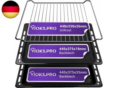 Backblech 445 x 375 Set Ersatz für Whirlpool 481010683241 und Tiefes Backblech 