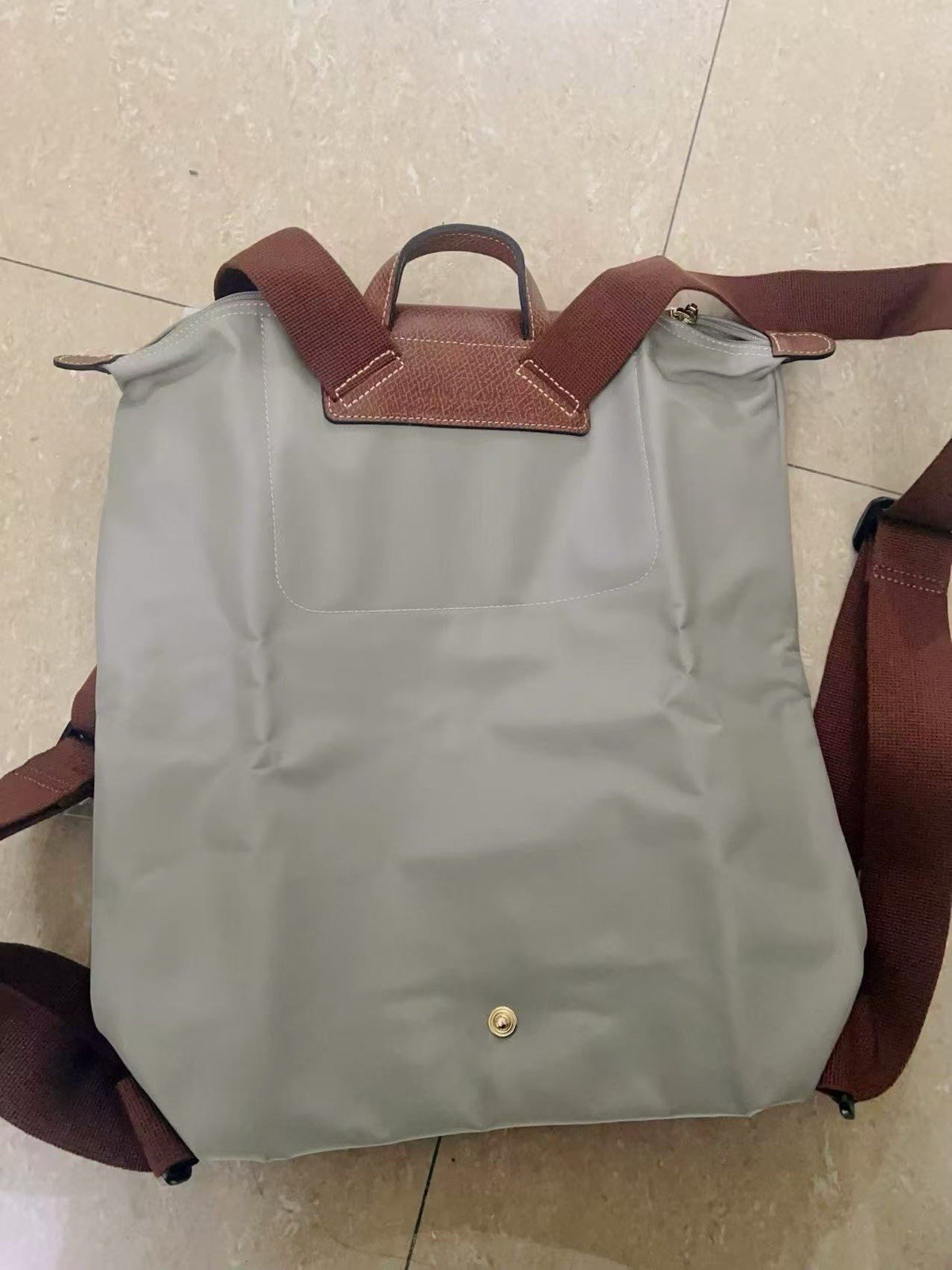 Longchamp Le Pliage Medium Backpack Galet Grey Nylon Foldable Lightweight — image 9