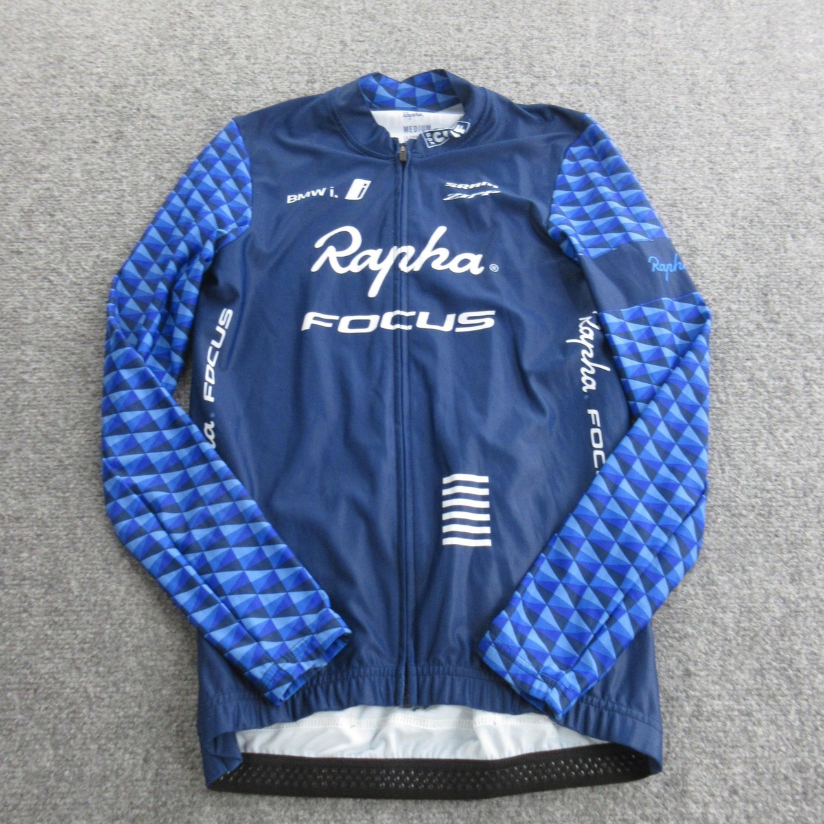 Rapha Focus LS Cross Aero Cycling Jersey Mens Medium Blue Full Zip