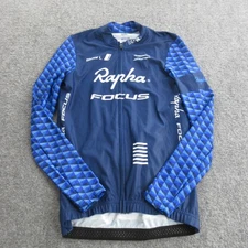 Rapha Focus LS Cross Aero Cycling Jersey Mens Medium Blue Full Zip Made Italy
