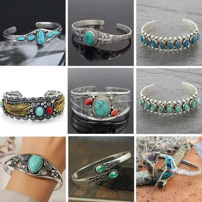 Schmuck Türkis Vintage Naturstein Imitat Elegante Armbänder Manschette