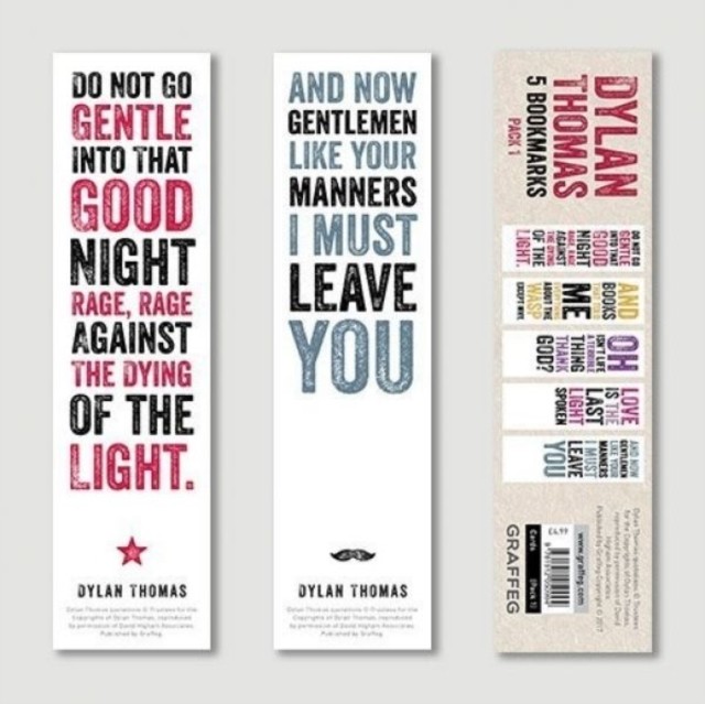 Dylan Thomas Bookmarks Pack 1 by Graffeg 9781912050994