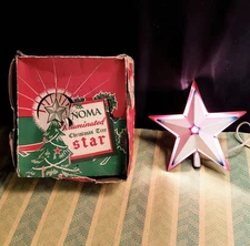 Vintage 1930's - 40's NOMA Illuminated Christmas Tree STAR w/Orig Box ~ Steel 7"