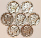 (7) Circulated Mercury Dimes - 1937-1945 Range - Fine -See Description - #4152ED