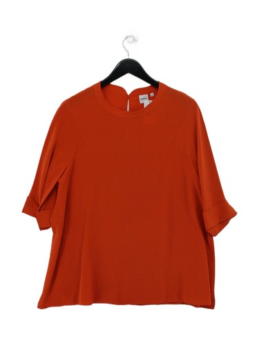Aspesi, ASPESI Women's Blouse UK 12 Orange 100% Silk 3/4 Sleeve Round Neck Basic