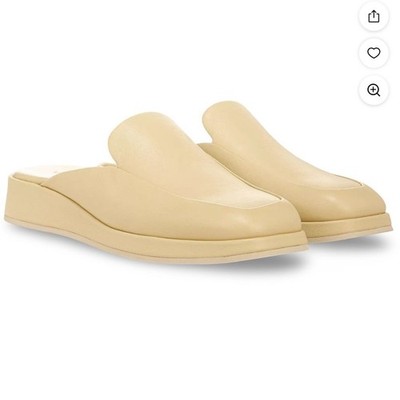Vince Raquel Leather Mules Cashew Pale Yellow Slip-On Flats Size 5.5 NIB $295
