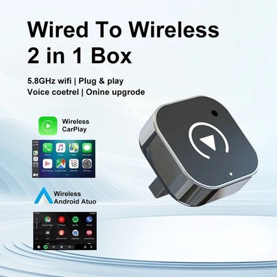 2in1 Wireless CarPlay Android Auto Adapter AI Smart Box Dongle