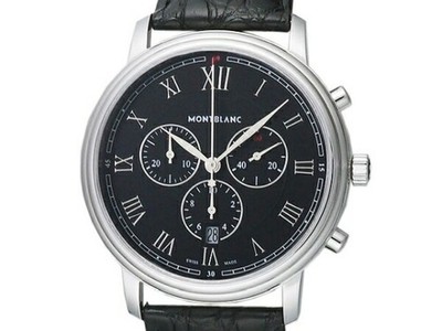 MONT BLANC Tradition Chronograph 117047 Gebraucht Uhr Schwarz SS 42mm