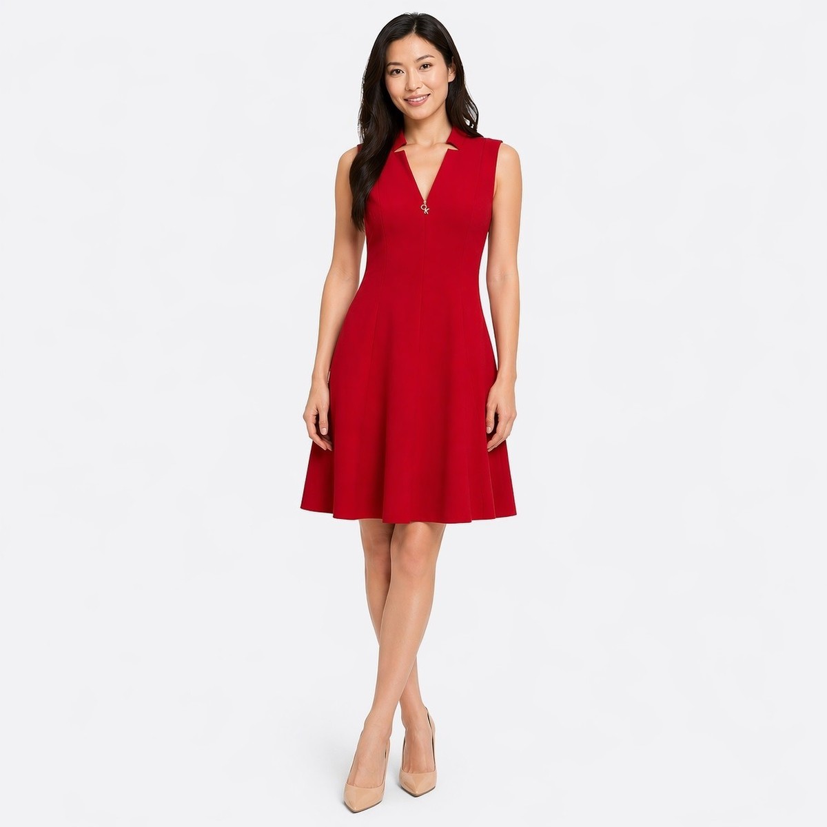collared red dress Printed Collared Neck Shirt Dress Red / XL