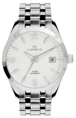LORENZ WAVE 026184AA Herrenuhr Automatik Stahl Weiß Taucher 100 Meter