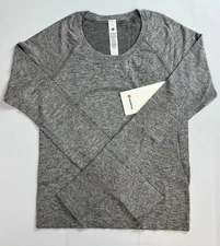 lululemon Swiftly Tech Long-Sleeve Shirt 2.0 Waist Length. Slate/White. NWT