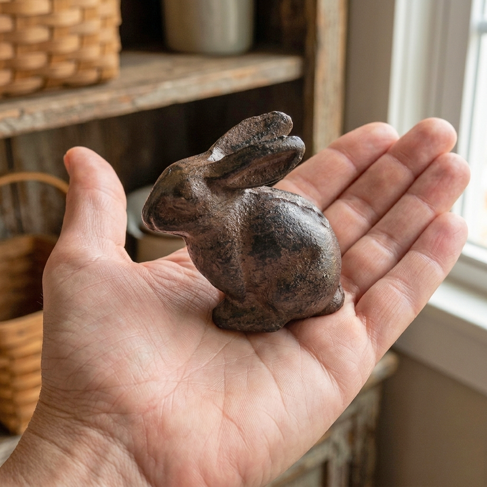 Sitting Little Baby Bunny Rabbit Figurine Cast Iron Paperweight Antique ...