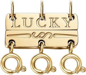Lucky Necklace Separator for Layering Strong Magnetic Clasps, 14K Gold