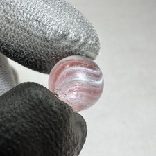 Antique Handmade German Onionskin Swirl Glass Marble .48 Peewee Double Pontil