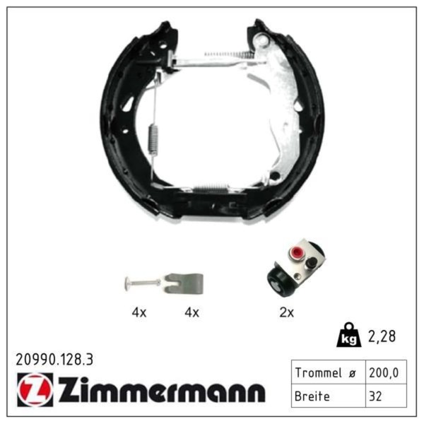 Zimmermann Bremsbackensatz Vormontiert 200Mm Passend FüR Ford Fiesta-image
