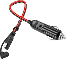 14AWG Cigarette Lighter Cable 1FT 12V/24V Cigarette Lighter Plug to SAE Quic