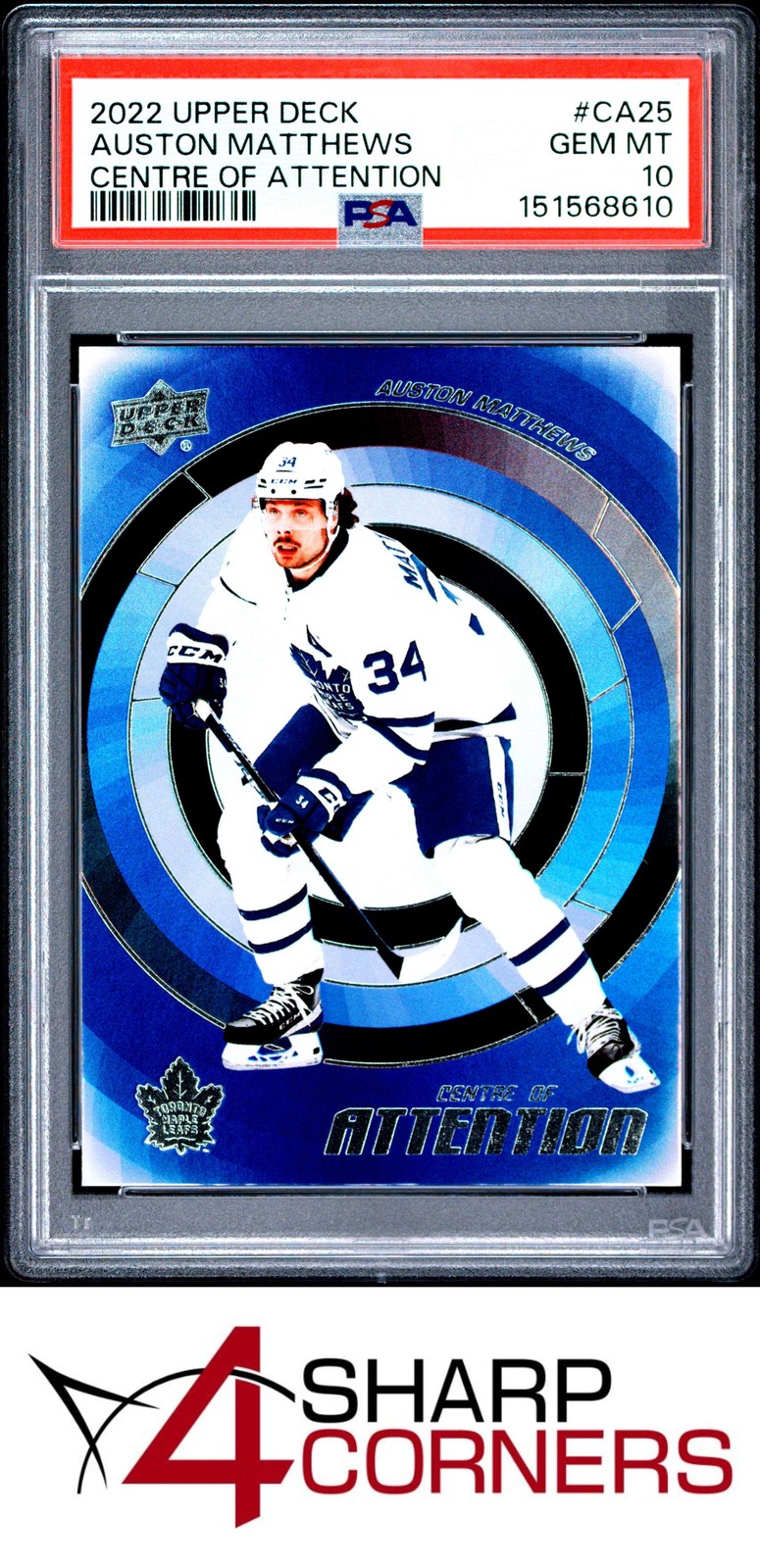 2022 UPPER DECK CENTRE OF ATTENTION #CA25 AUSTON MATTHEWS PSA 10