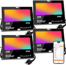 LED Flood Light Outdoor 30W, 300W Equivalent 3000LM Smart RGB Landscape Lighting