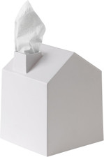 Casa Tissue Box Cover, House Shaped Kleenex Box Holder, Square, White